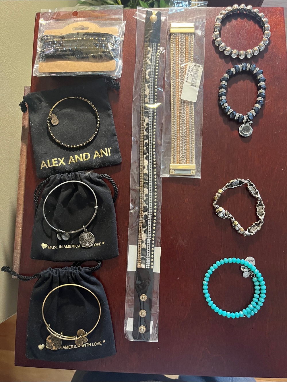 Alex and Ani Gold, Black and Turquoise Bracelet Collection